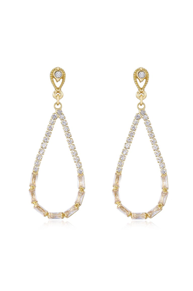 Angels City Drop Crystal 18k Gold Plated Earrings - Gold