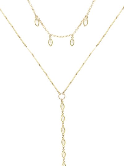 Ettika Ariella Glass Crystal 18k Gold Plated Layered Lariat Necklace product
