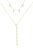 Ariella Glass Crystal 18k Gold Plated Layered Lariat Necklace