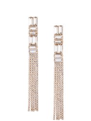 Art Deco Crystal Chain Earrings - Clear Crystals