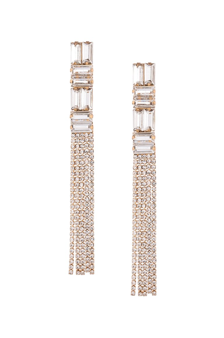 Art Deco Crystal Chain Earrings - Clear Crystals