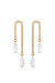 Asymmetrical Pearl Dangle 18k Gold Plated Earrings - Gold