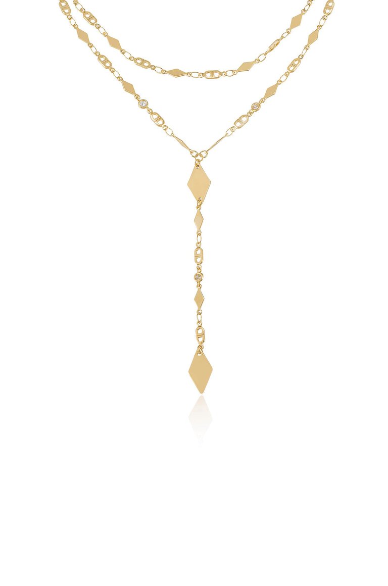 Augustine Layered Lariat Necklace - Gold