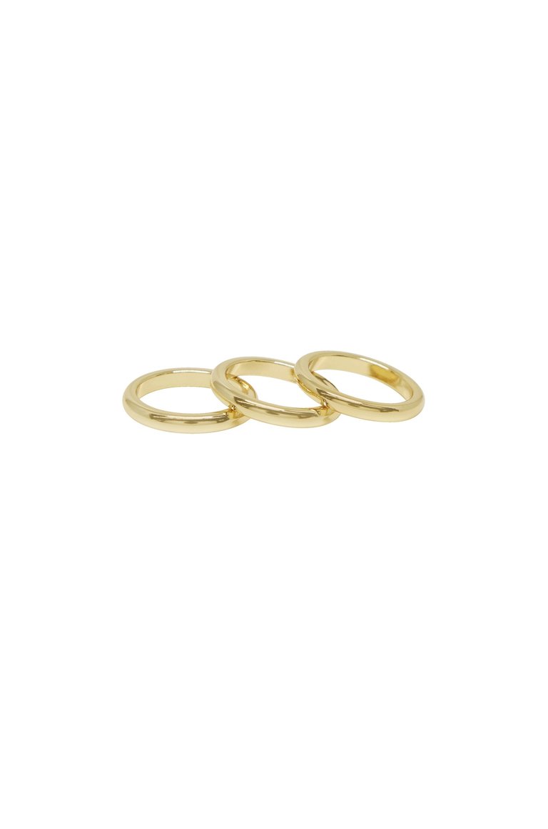 Back To Basics 18k Gold Plated Ring Set of 3 - Gold