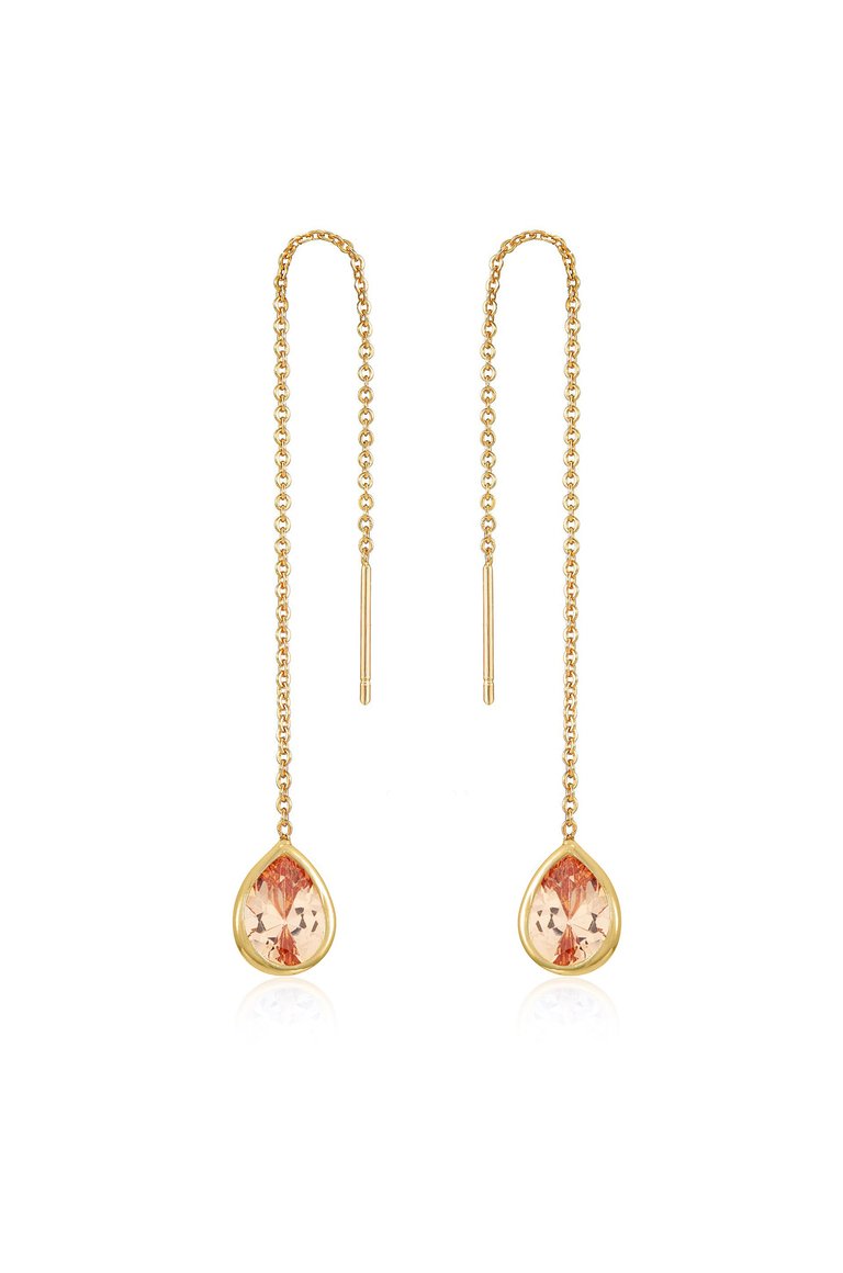Barely There Chain And Crystal Dangle Earrings - Light Topaz Crystals
