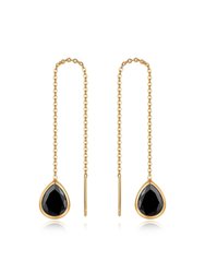 Barely There Chain And Crystal Dangle Earrings - Black Crystals