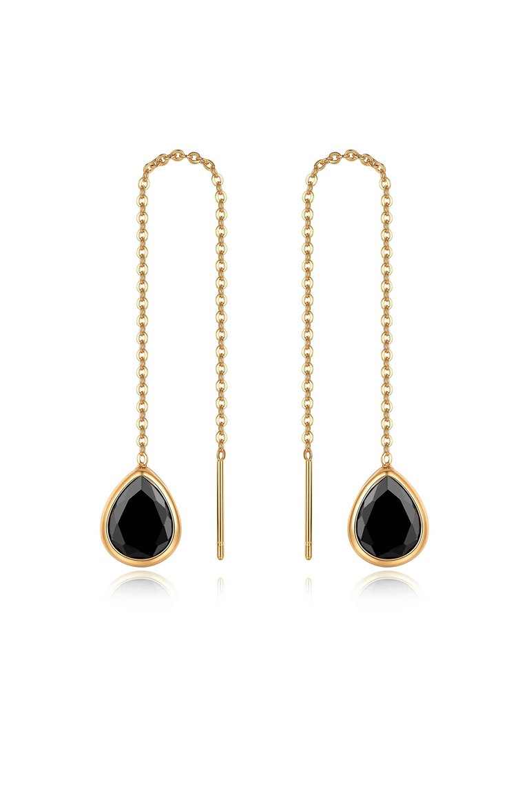 Barely There Chain And Crystal Dangle Earrings - Black Crystals