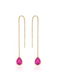 Barely There Chain And Crystal Dangle Earrings - Fuchsia Crystals