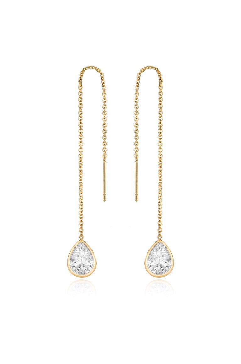 Barely There Chain And Crystal Dangle Earrings - Clear Crystals