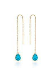 Barely There Chain And Crystal Dangle Earrings - Aqua Crystals