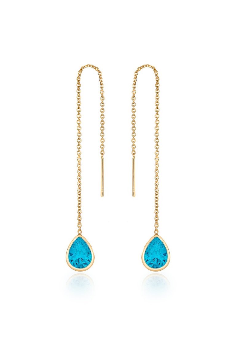 Barely There Chain And Crystal Dangle Earrings - Aqua Crystals