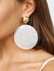 Beach Queen Large White Shell & 18k Gold Plated Earrings