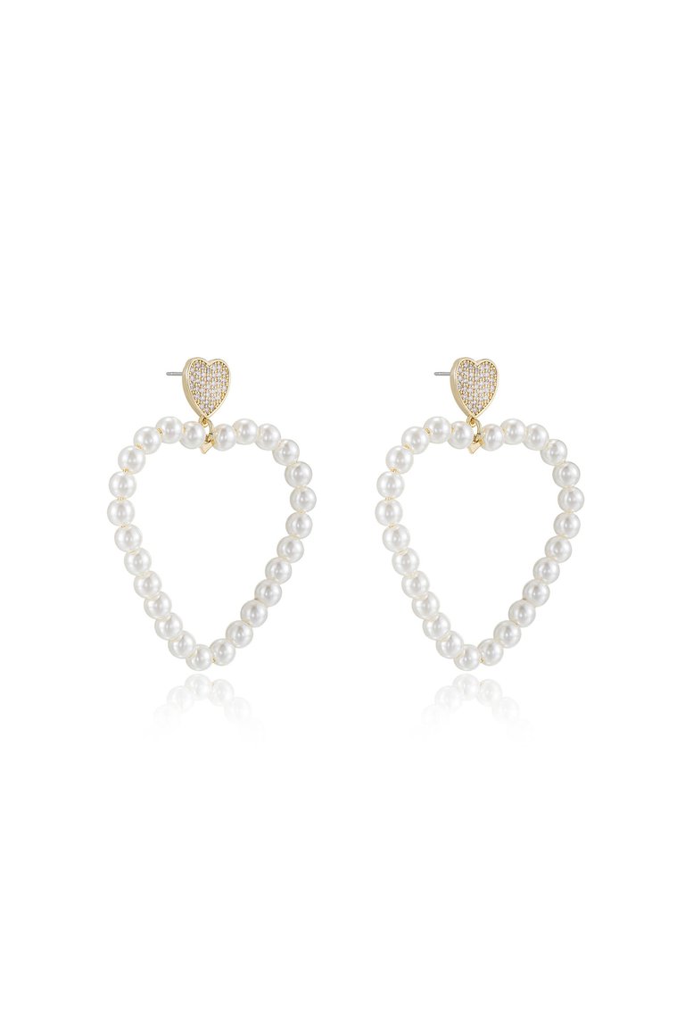 Big Heart 18k Gold Plated Pearl Earrings - Gold