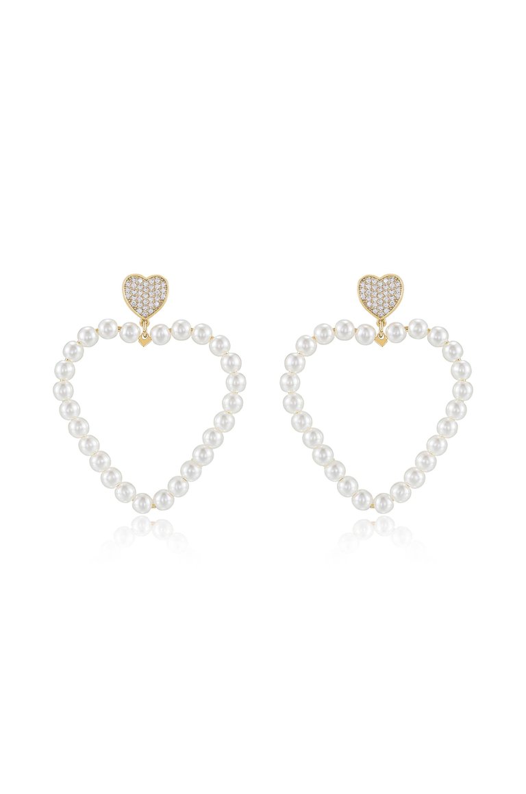 Big Heart 18k Gold Plated Pearl Earrings