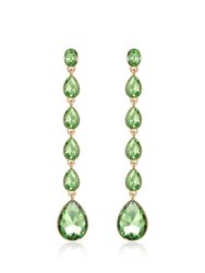 Black Crystallized Drop 18k Gold Plated Earrings - Peridot Crystals