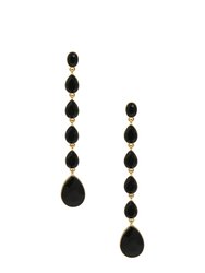 Black Crystallized Drop 18k Gold Plated Earrings