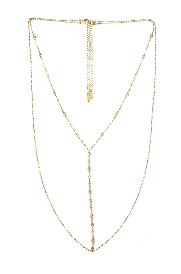 Blissful Crystal Body Chain - Gold