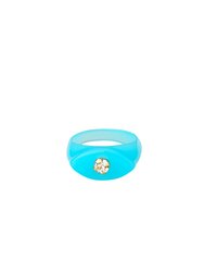 Blue Raspberry Resin Ring with Crystal Accent