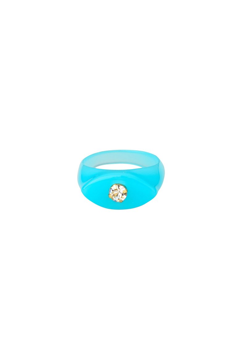 Blue Raspberry Resin Ring with Crystal Accent