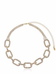 Bold Crystal Links Collar Necklace - Clear Crystals