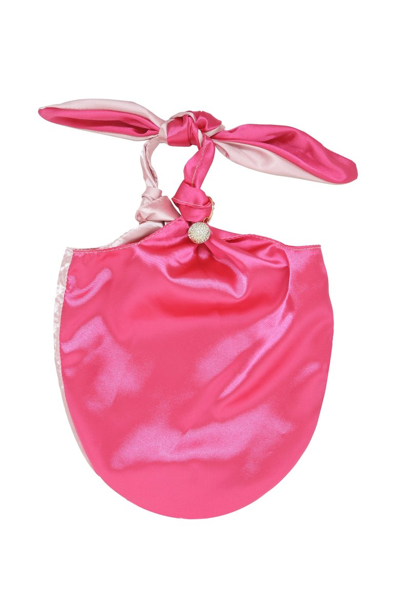 Bow Clutch Bag In Light Pink And Magenta - Pink