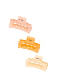 Brilliant And Bright Hair Claw Set - Cream/Pink/Orange Acrylic