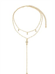 Carmine Layered Crystal Lariat Necklace