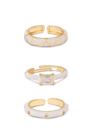 Carolina White And 18K Gold Plated Ring Set - White