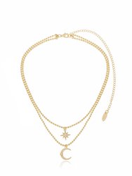 Celestial Moon And Star 18k Gold Plated Layered Necklace