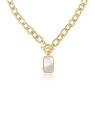 Chain Link And Mother Of Pearl 18k Gold Plated Pendant Necklace - Pearl