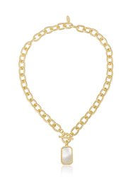 Chain Link And Mother Of Pearl 18k Gold Plated Pendant Necklace
