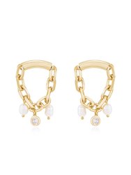 Chain Link Charm Dangle 18k Gold Plated Earrings