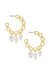 Chunky 18K Gold Plated Hoops With Freshwater Pearl Charms
