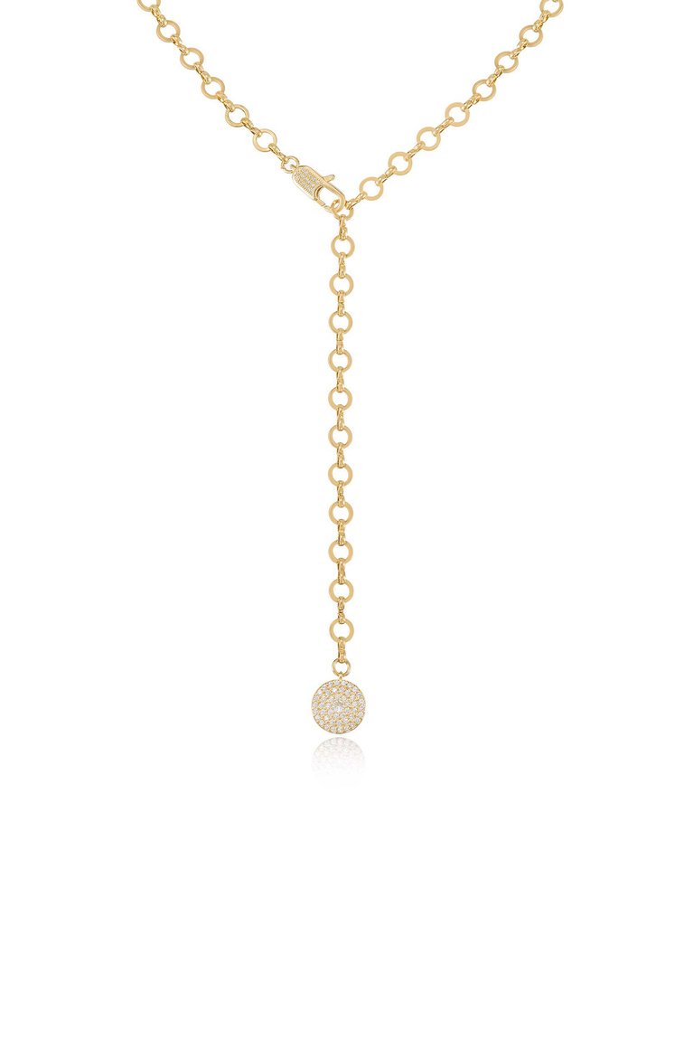 Circle Chain Adjustable 18k Gold Plated Lariat Necklace - Gold