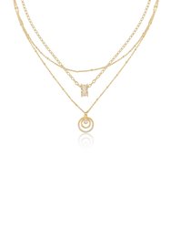 Circles Of Crystal Dainty Layered 18k Gold Plated Necklace Set - Gold