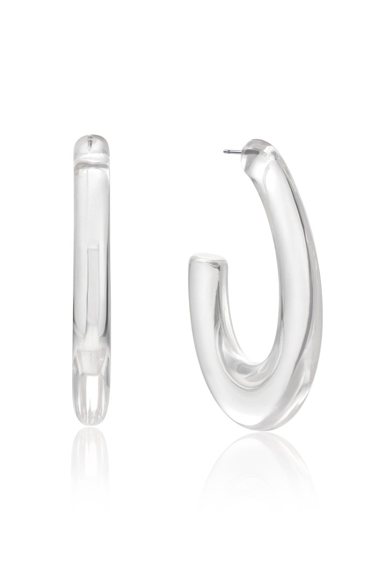 Clear Path Resin Hoop Earrings - Clear Resin