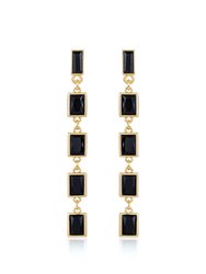 Cleo Crystal Drop 18k Gold Plated Earrings - Black