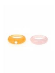 Creamsicle And Puff Pink Resin Ring Set - Creamsicle & Puff Pink