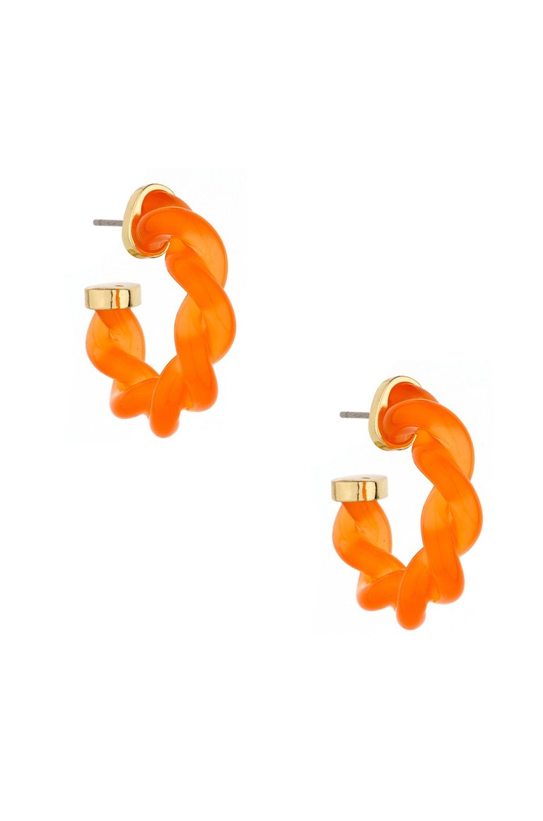 Creamsicle Twist 18k Gold Plated Hoops - Orange