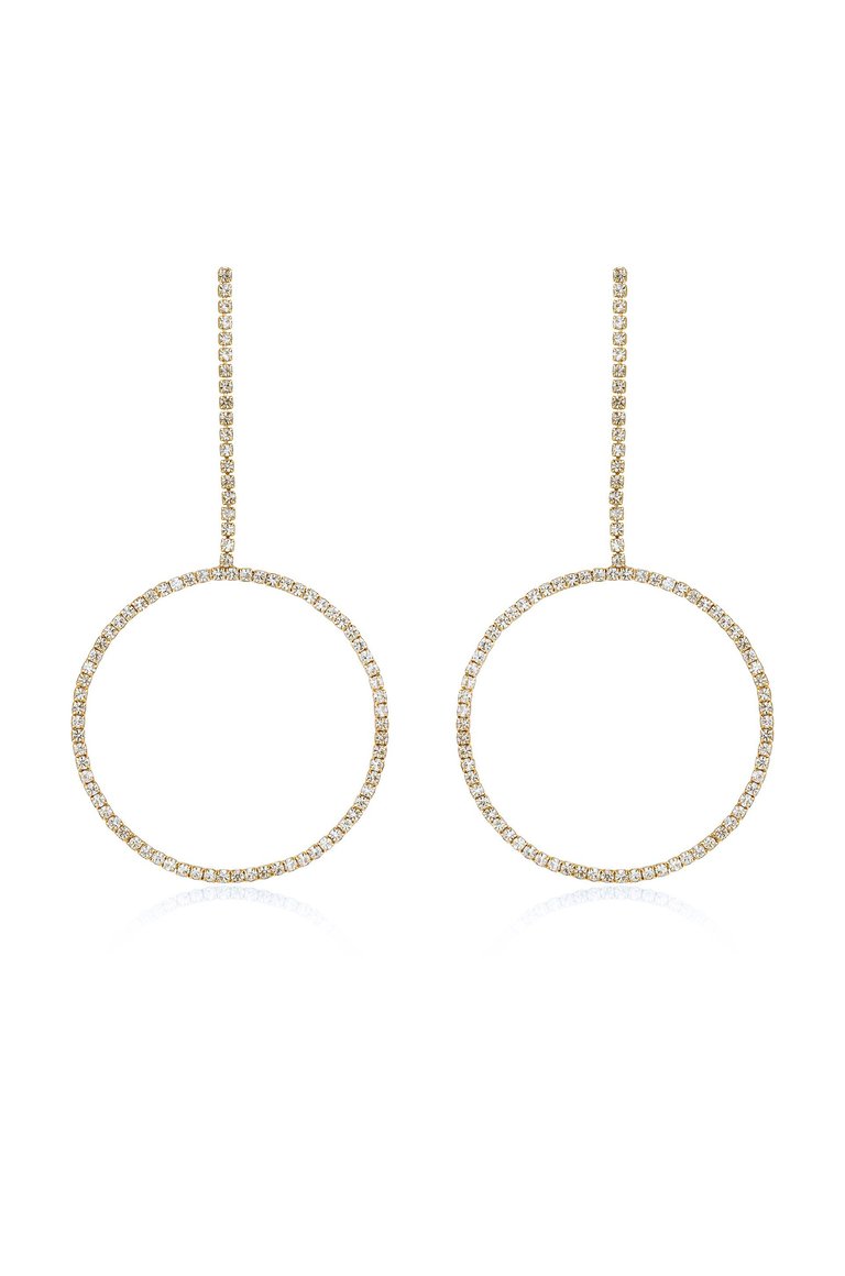 Crystal & 18k Gold Plated Linear Circle Drop Earrings - Gold