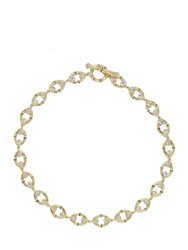 Crystal And 18k Gold Plated Bamboo Eyelet Collar Necklace - Gold