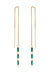 Crystal Baguette Threader Earrings -  Green Crystals