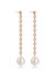 Crystal Chain Pearl Drop 18k Gold Plated Earrings