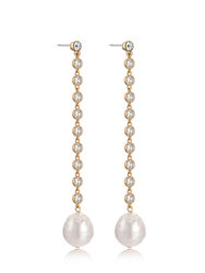 Crystal Chain Pearl Drop Earrings
