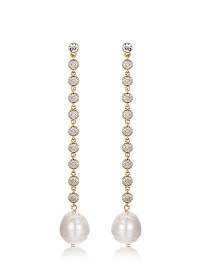Ettika Crystal Chain Pearl Drop Earrings product