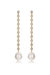 Crystal Chain Pearl Drop Earrings - Gold
