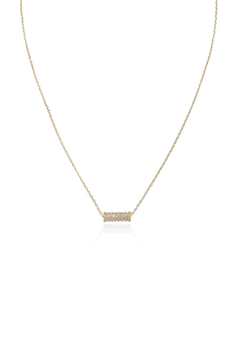 Crystal Cylinder Necklace - Gold