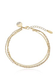Crystal Dipped Multi 18k Gold Plated Chain Anklet - Gold