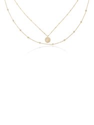 Crystal Disc 18k Gold Plated Layered Necklace Set