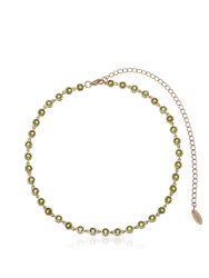 Crystal Disc And 18k Gold Plated Link Necklace - Peridot Crystals